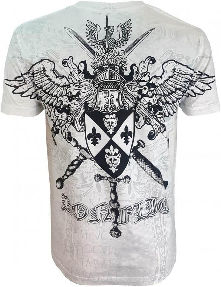 Konflic Crew Neck Cross with Crown and Eagle Wings - Konflic USA