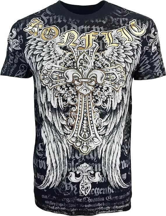 Konflic Cross Wings with Flur de lis Men's Tee - Konflic USA