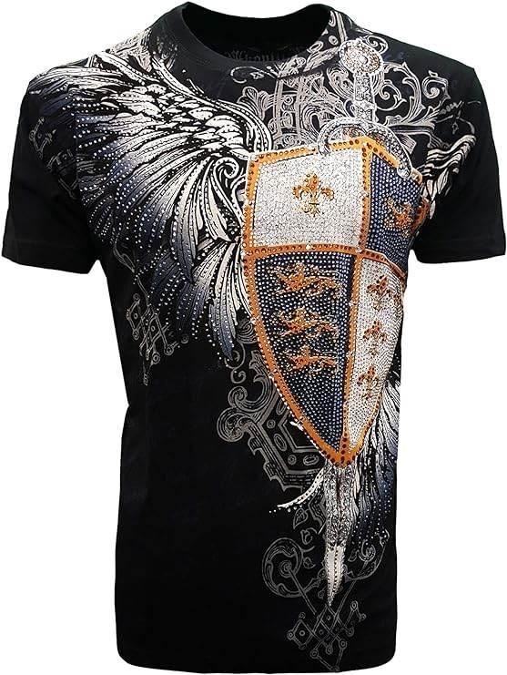 Konflic Blue Shield Knight with Rhinestone T-Shirt - Konflic USA