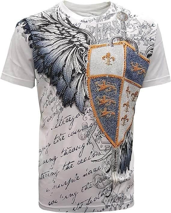 Konflic Blue Shield Knight with Rhinestone T-Shirt - Konflic USA