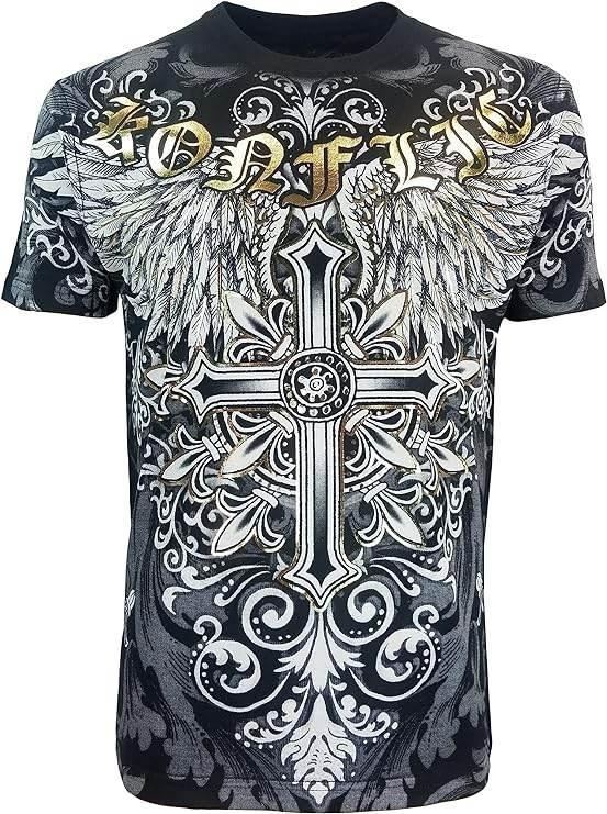 Konflic Cross Men's Half Sleeve Cotton T-Shirt - Konflic USA