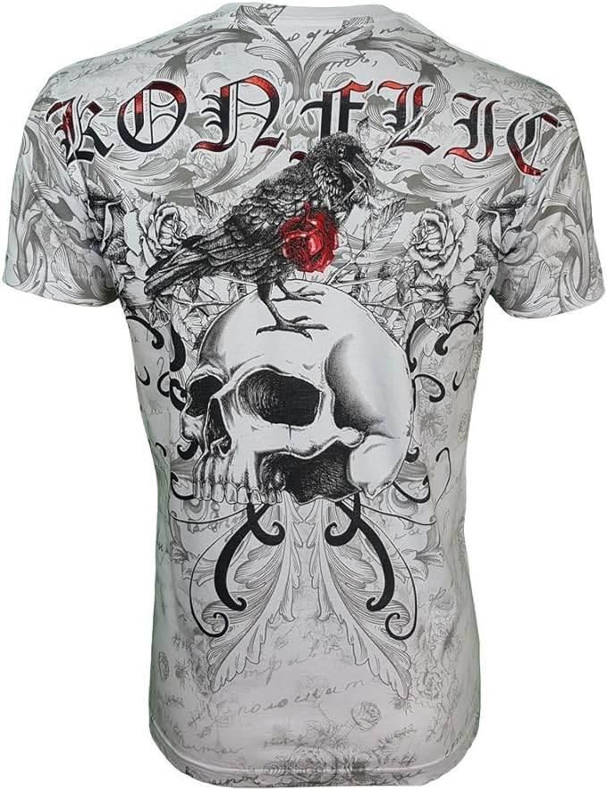 Men's Skull with Rose MMA T-Shirt - Konflic USA