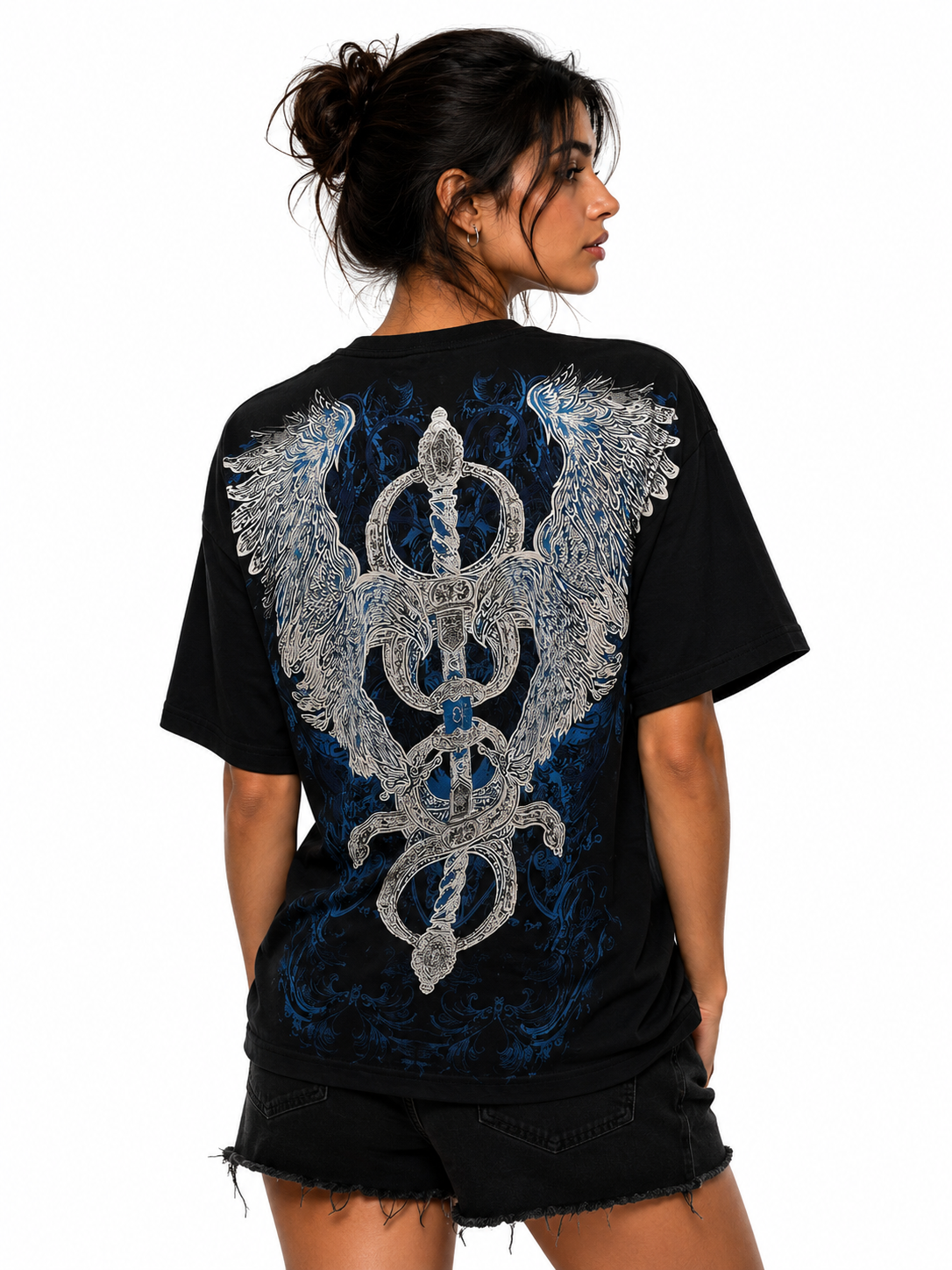 Konflic Giant American Eagle Graphic Men's T-Shirt "Silver Foil"