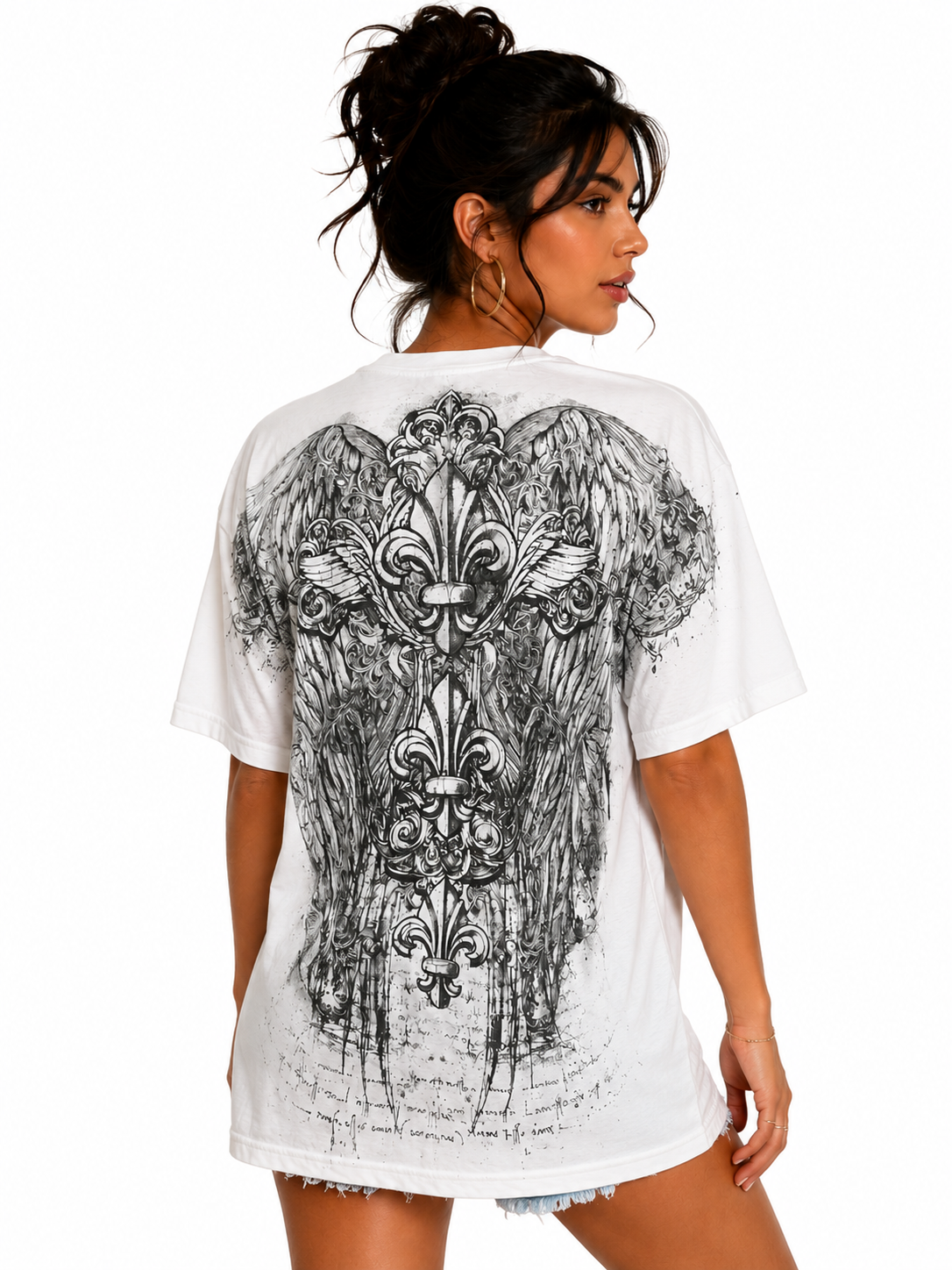 Konflic Men's Winged Fleur-De-Lis with Cross Graphic T Shirt