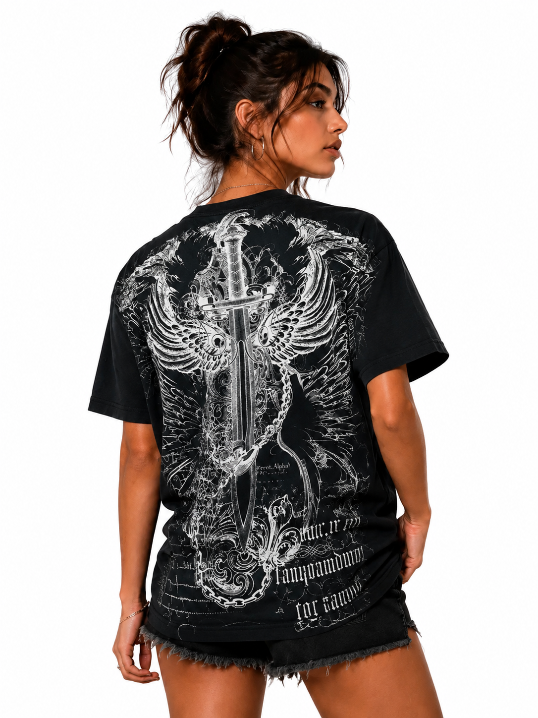 Konflic Eagle Shield & Tribal Sword with Chains Graphic All Over Print Men's T-Shirt