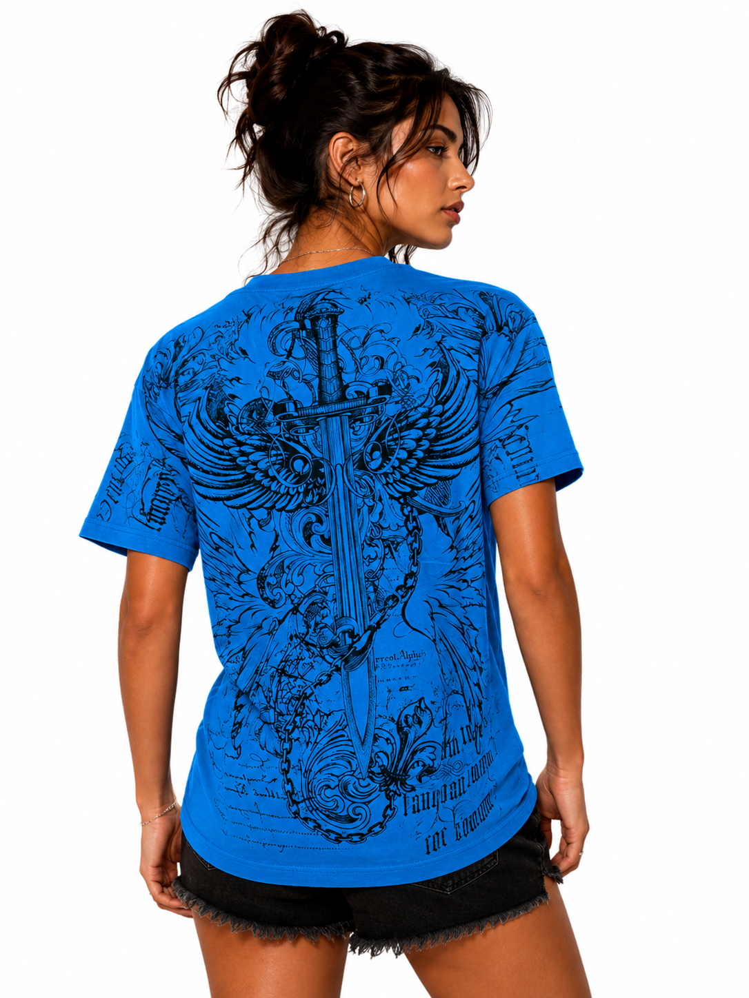 Konflic Eagle Shield & Tribal Sword with Chains Graphic All Over Print Men's T-Shirt