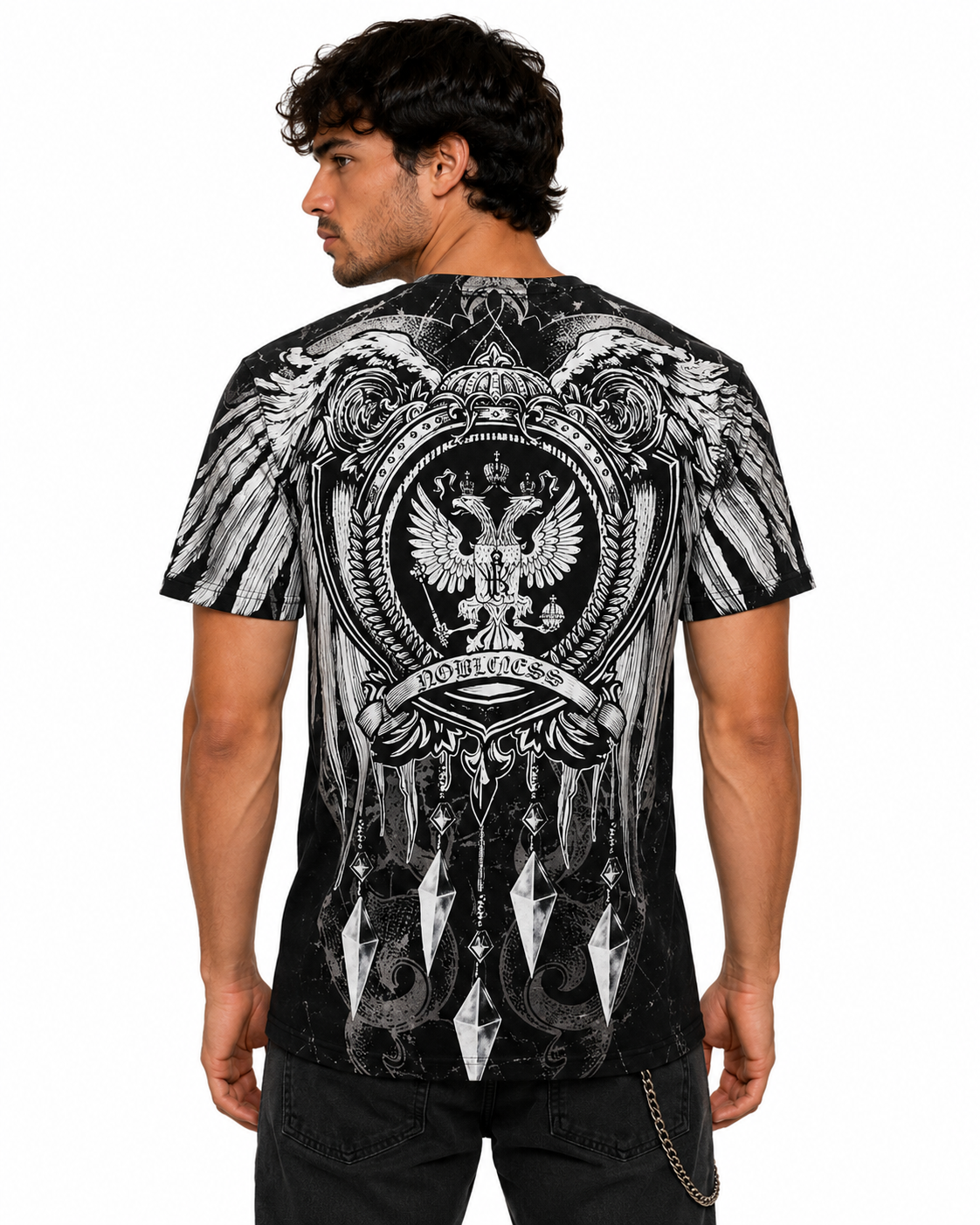 Konflic Men's Cross Wing Shield Graphic All Over Print T-Shirt