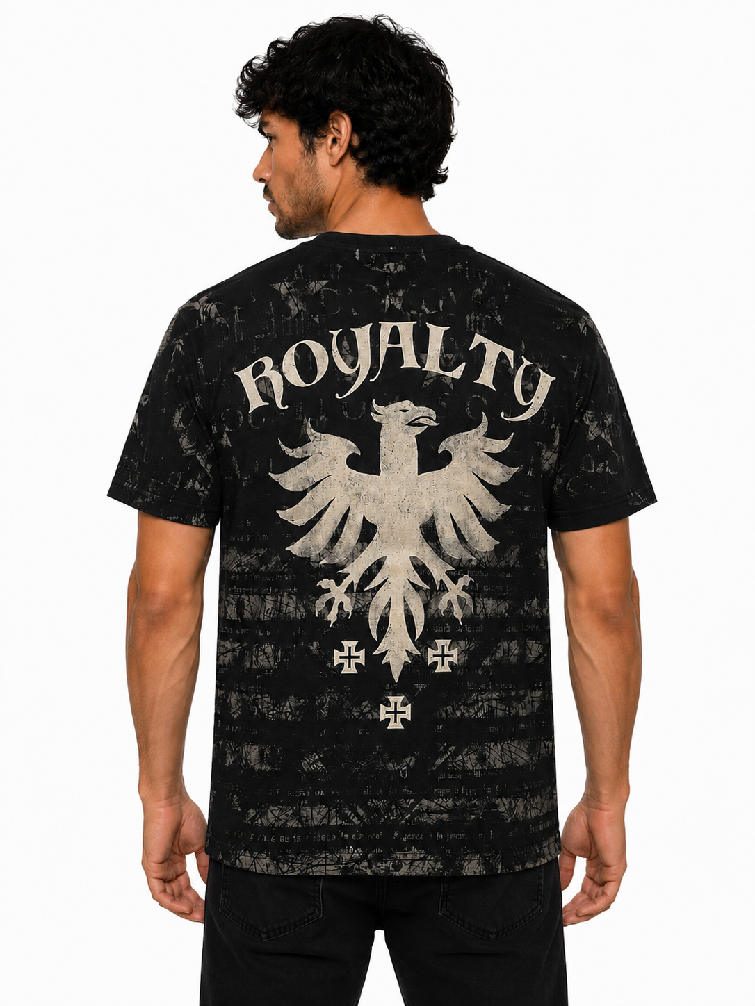 Konflic Royalty Falcon with Cross Graphic T-Shirt "Silver Foil"