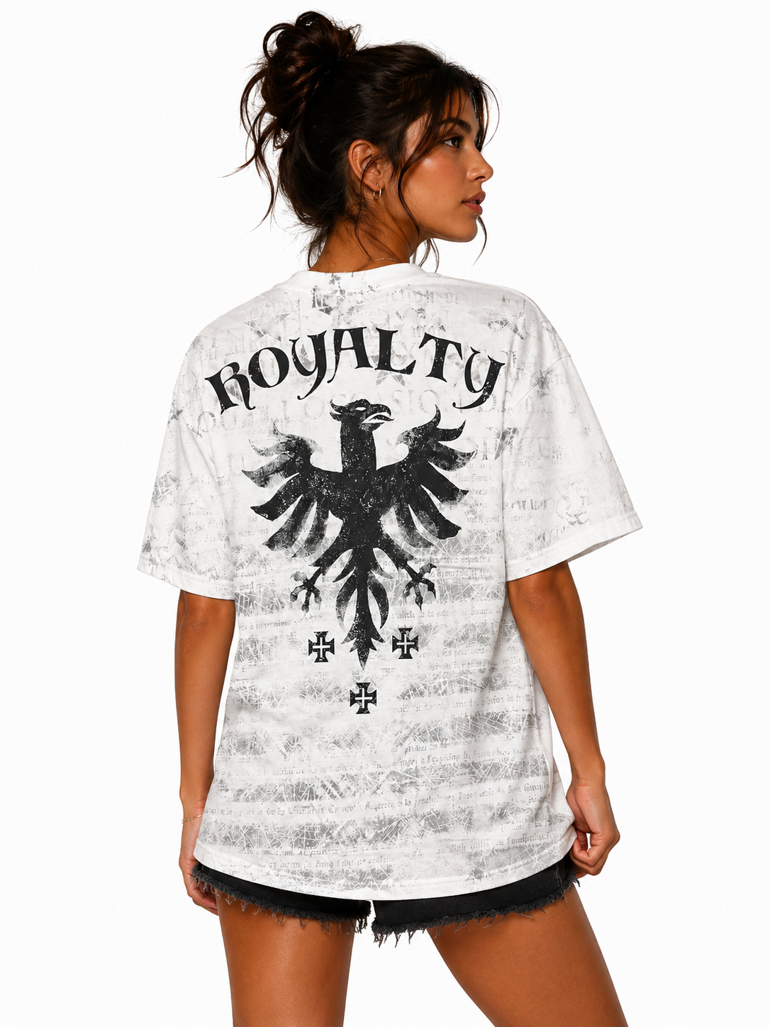 Konflic Royalty Falcon with Cross Graphic T-Shirt "Silver Foil"