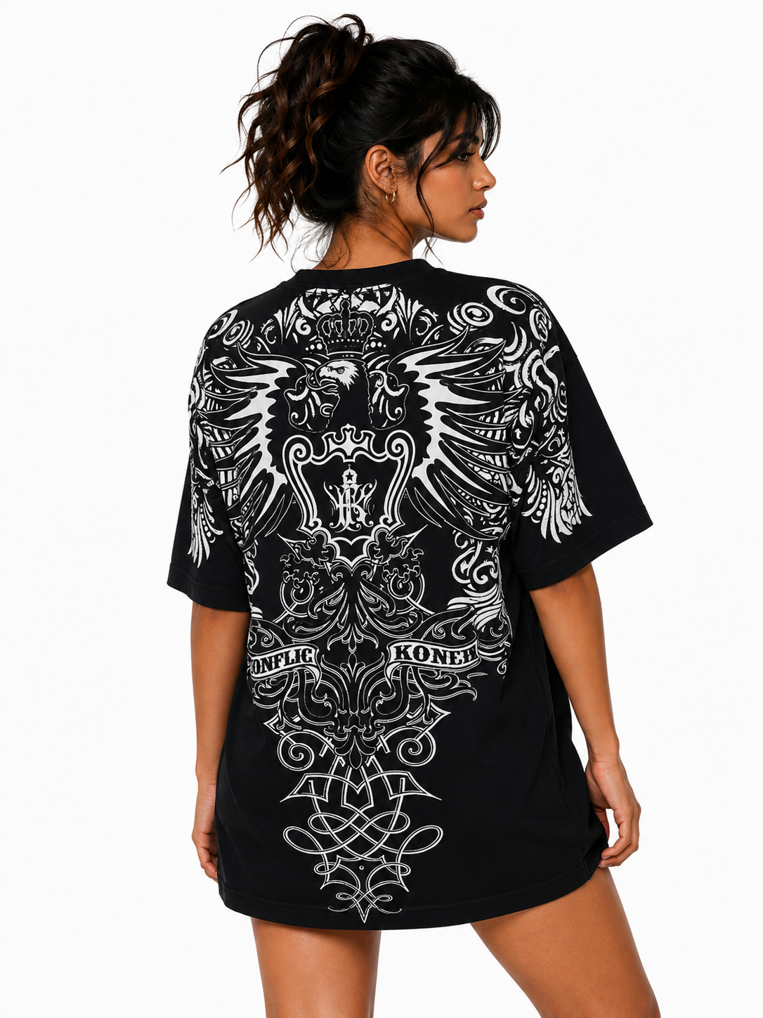 Konflic Imperial Crest & Dual Winged Shield Graphic All Over Print Men's T-Shirt "Silver Foil"