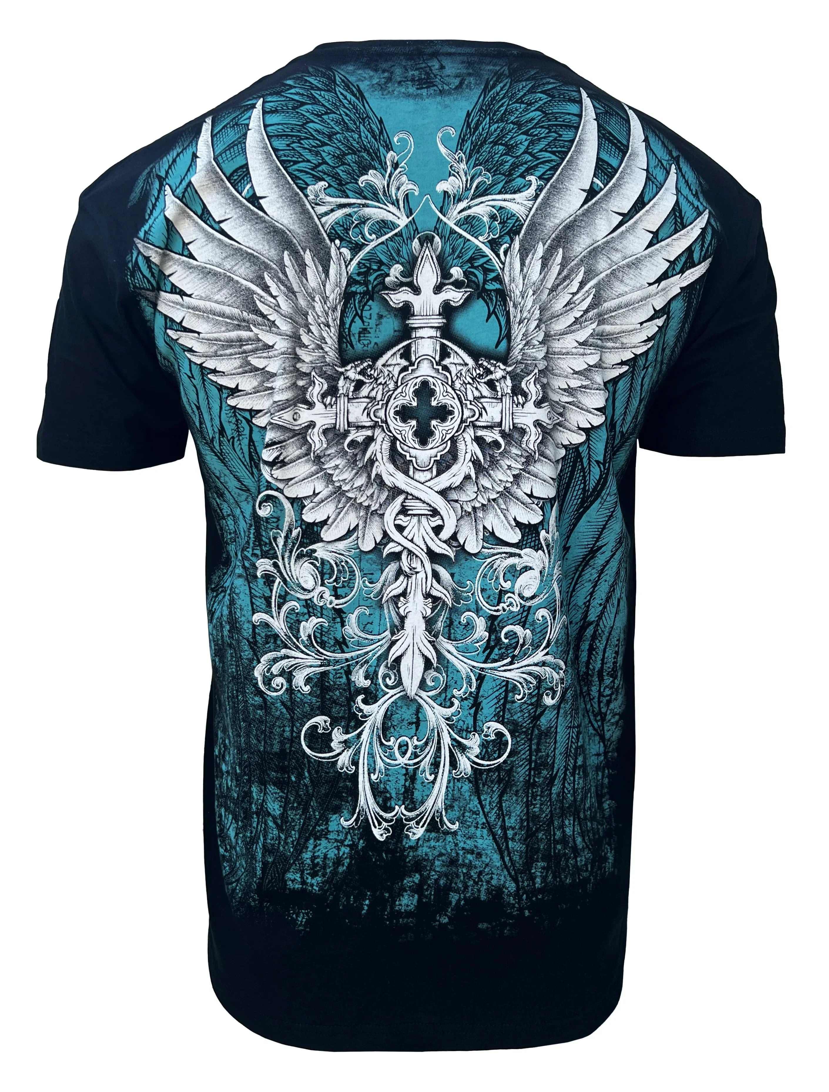 Konflic mens Crewneck Cross With Wings