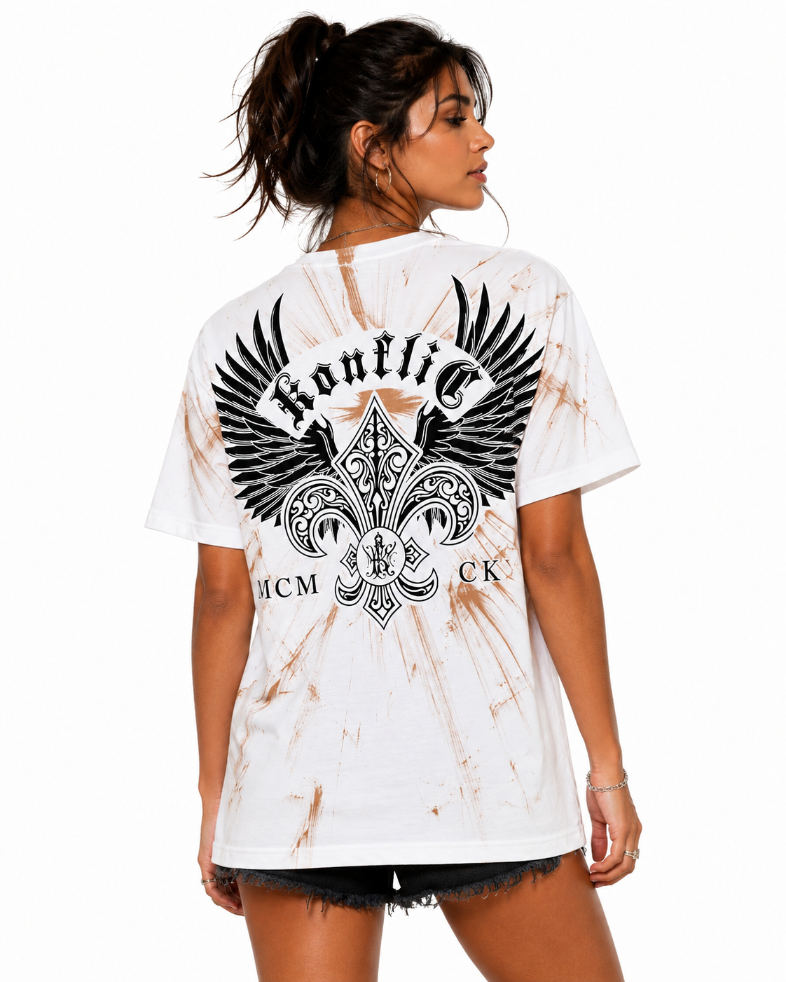Konflic Men's Golden Sunburst Winged Graphic All Over Print T-Shirt