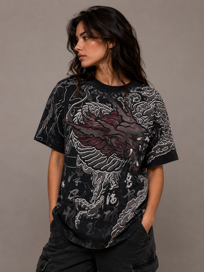 Konflic Imperial Dragon Graphic All Over Print T-Shirt