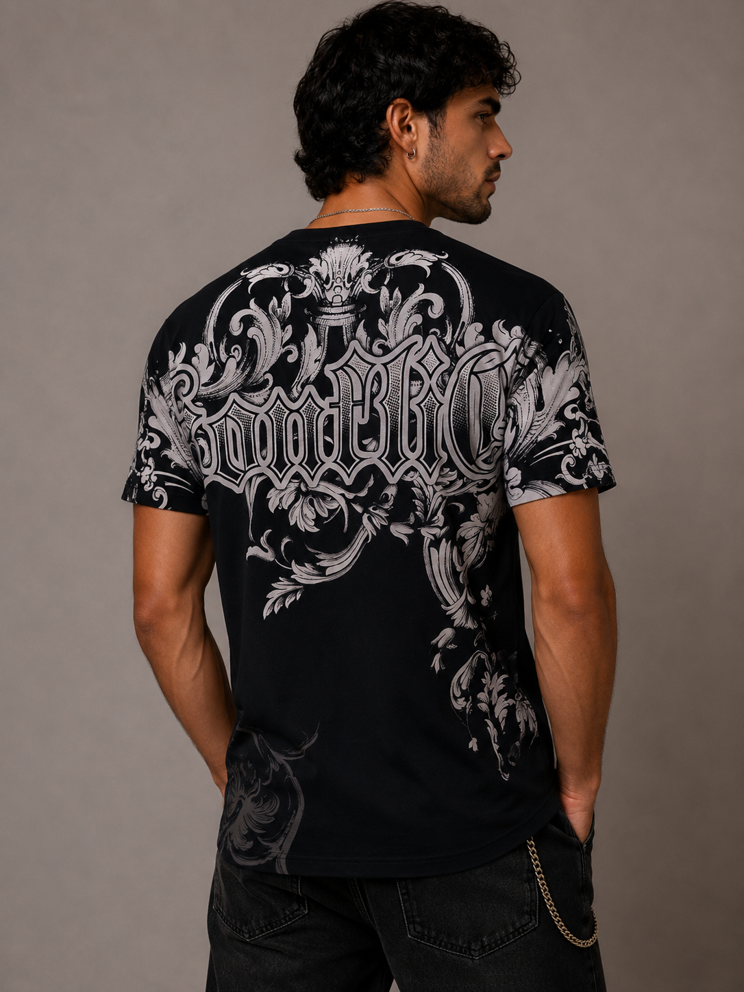 Konflic Skull of Calacas with Floral Graphic T Shirt