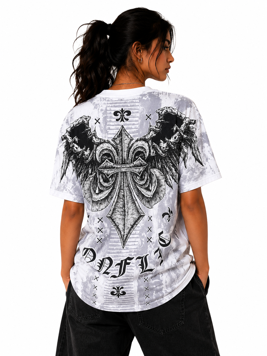 Konflic Soaring Falcon Graphic All Over Print Men's T-Shirt "Gold Foil"