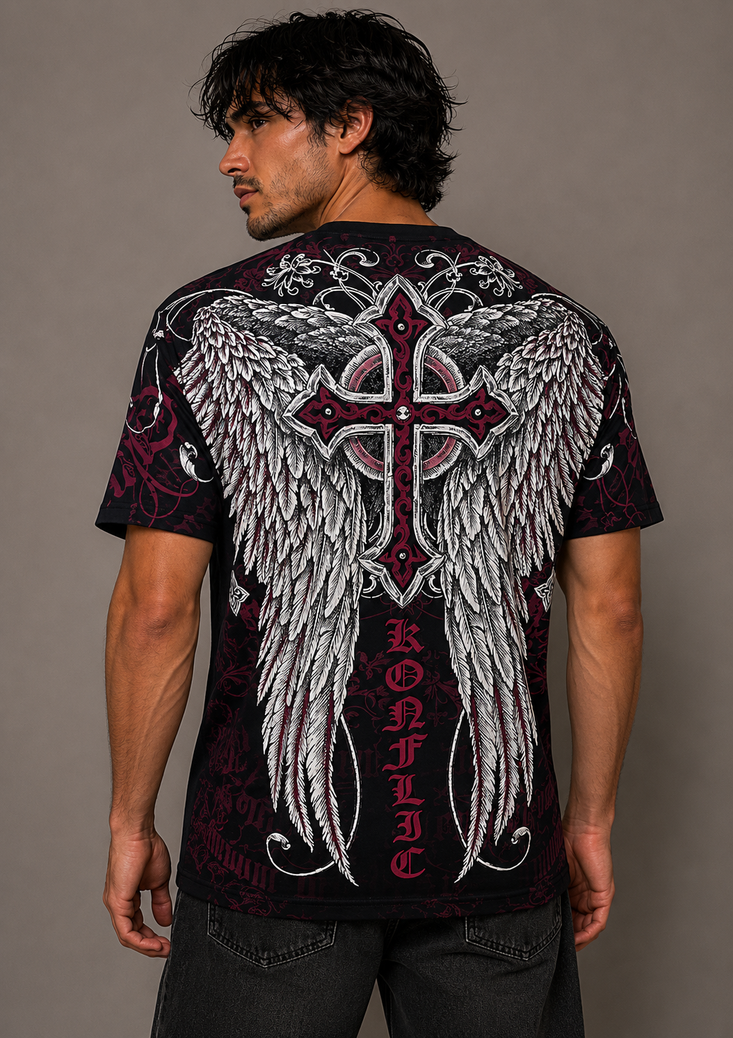 Konflic NWT Red Shield Soaring Eagle Men's T-Shirt