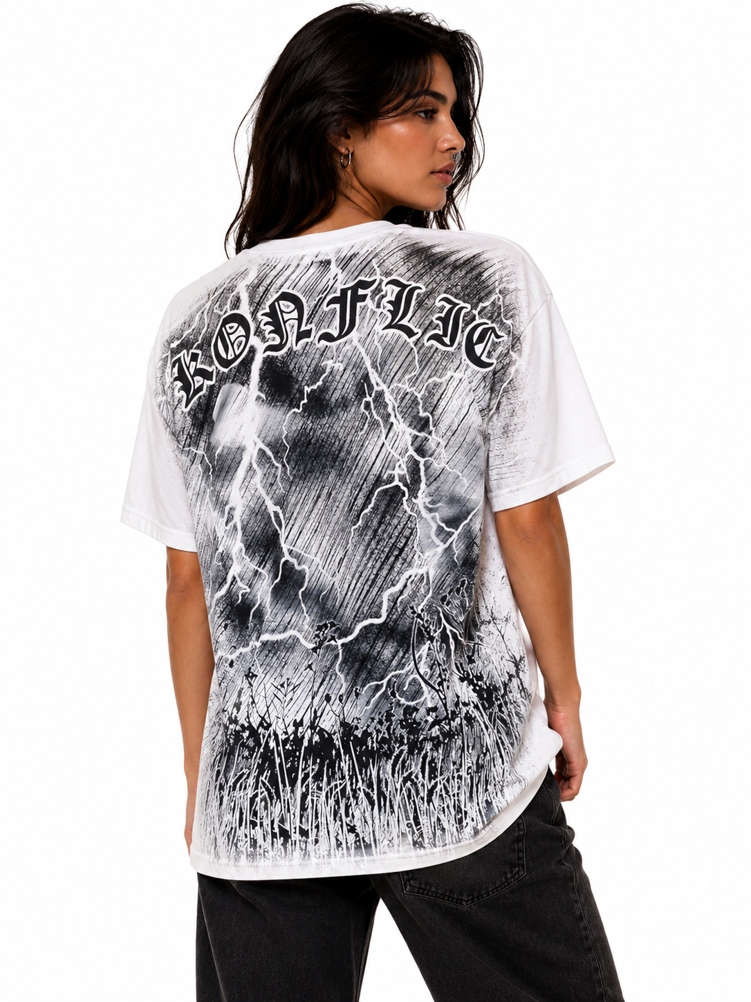 Konflic Men's Winged Grim Reaper Scythe Graphic All Over Print T-Shirt