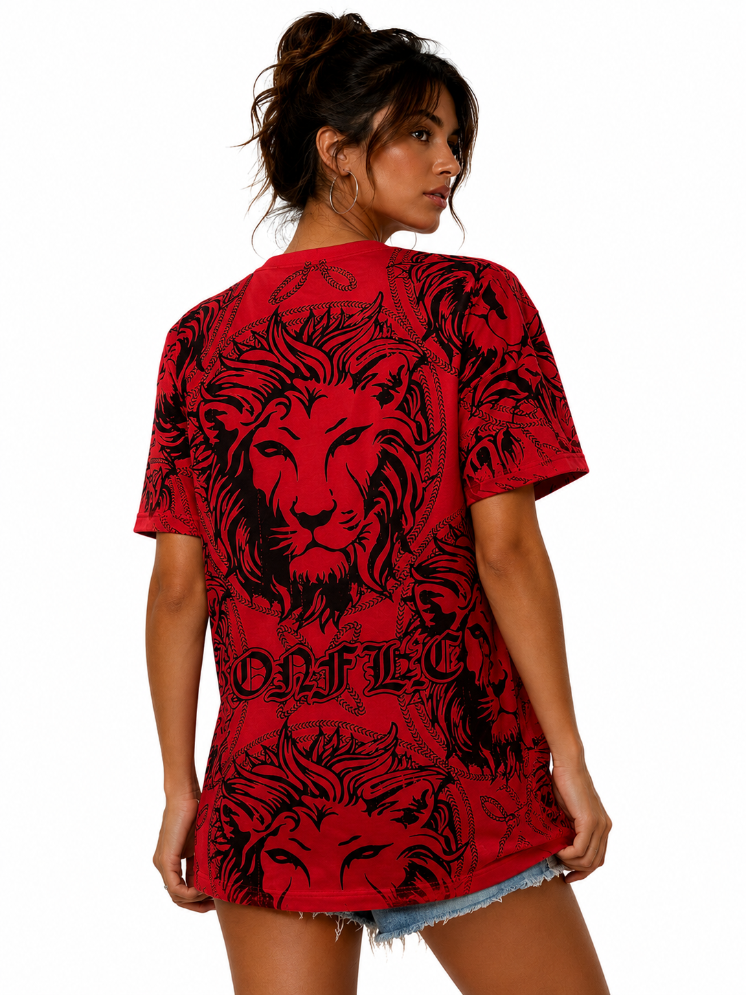 Konflic Men's Metallic Gold Lion King Graphic All Over Print T-Shirt "Gold Foil"