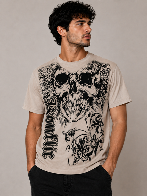 Konflic Dust of the Skull with wings and thorns Graphic T Shirts