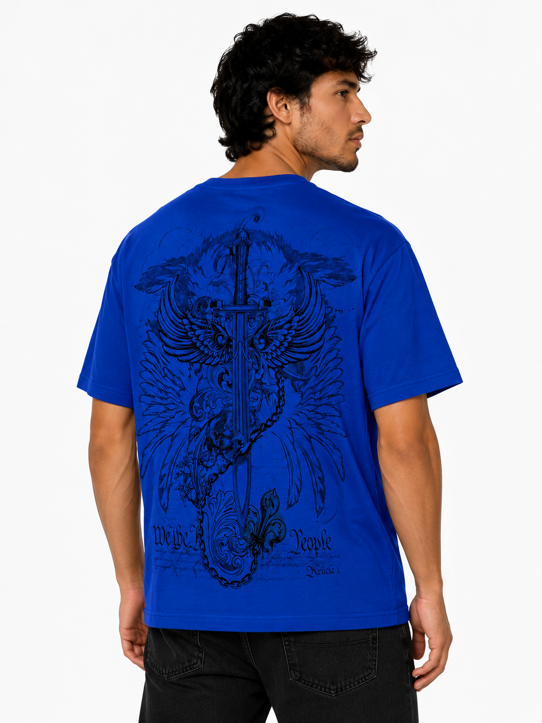 Konflic Unisex Soaring Eagle & Sword Emblem Graphic T-Shirt