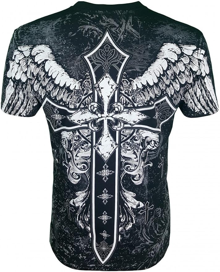 Konflic mens Cross with Wings Crew Neck