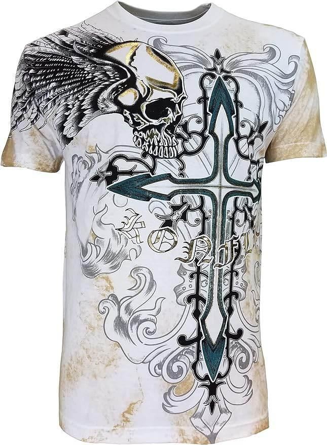 Men's Grim Reaper Skull Cross MMA Style Graphic T-Shirt - Konflic USA