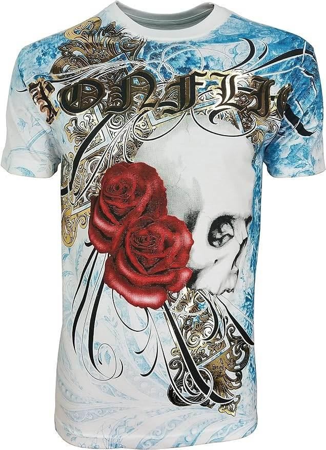 Men's Grim Reaper Skull with red rose - Konflic USA