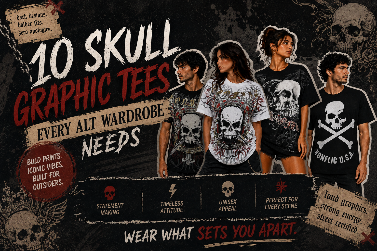 gothic streetwearmen's graphic teesskull t-shirts
