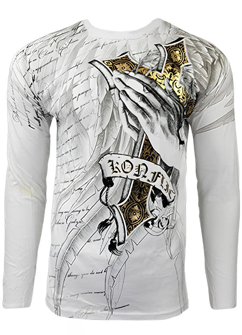 Konflic Long-sleeve shirt with graphic design on a white background