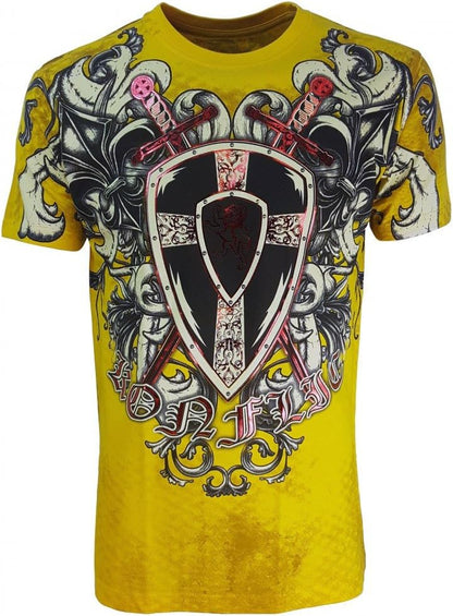 MMA Style Crew Neck T-Shirts Half Sleeve Yellow Color