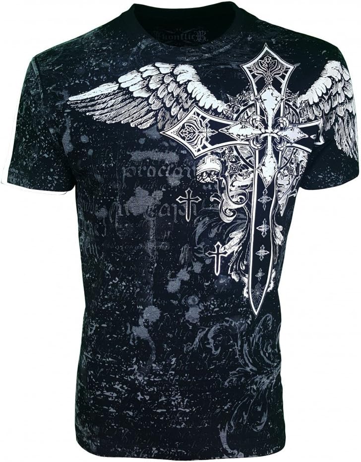 MMA Style Crew Neck T-Shirts Half Sleeve Half Black Color