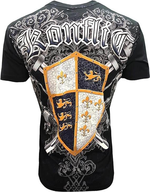 Konflic Blue Shield Knight with Rhinestone T-Shirt - Konflic USA