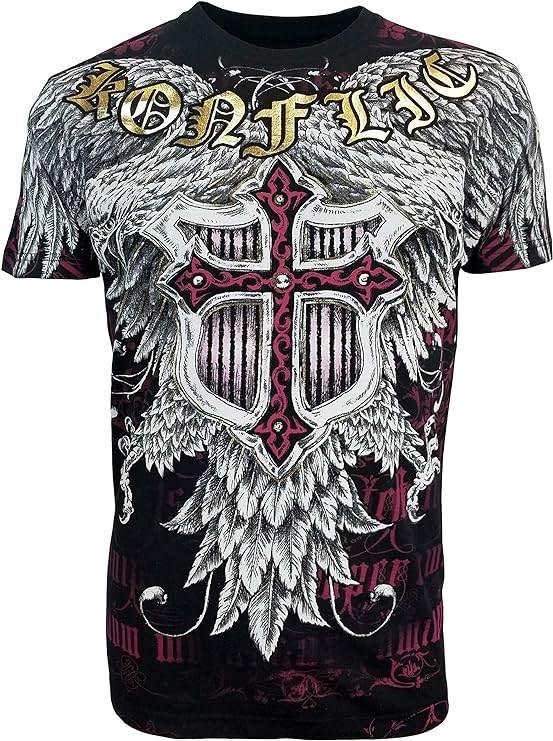 Konflic NWT Red Shield Soaring Eagle Men's T-Shirt - Konflic USA