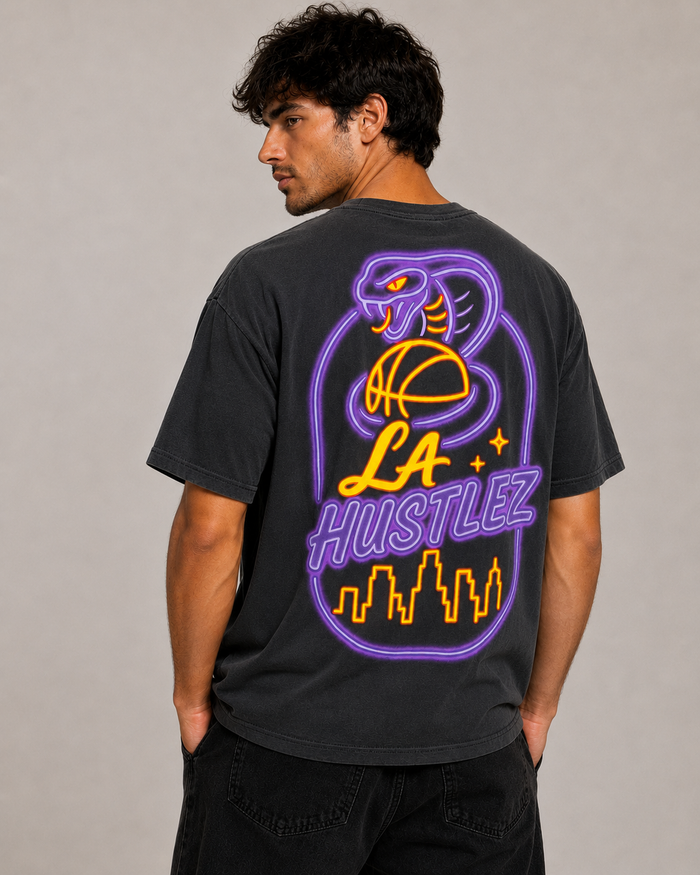 Konflic LA Hustlez Box Cut T-Shirt Vintage Black
