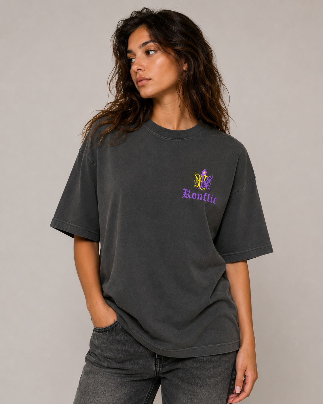 Konflic LA Hustlez Box Cut T-Shirt Vintage Black