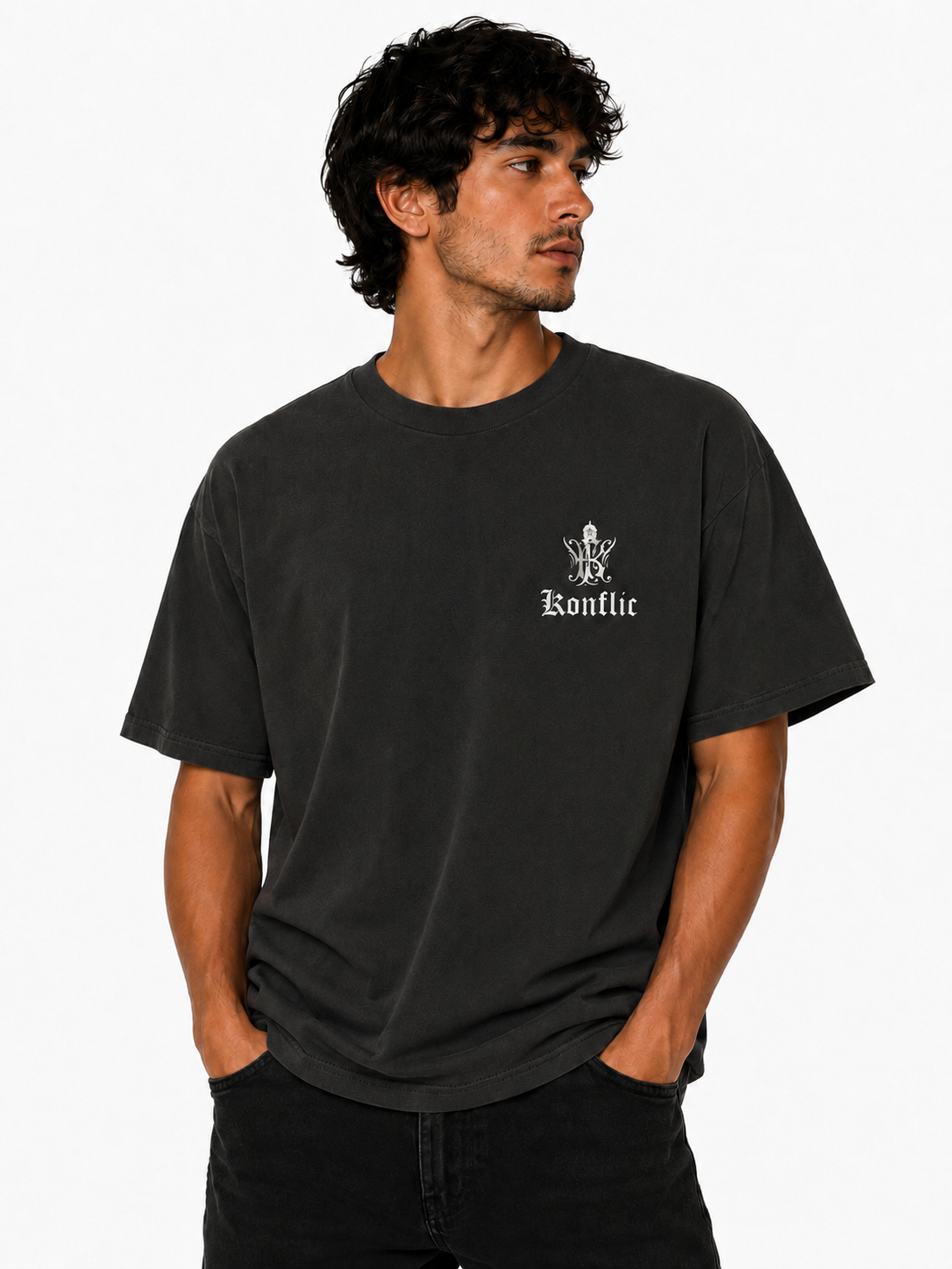Konflic Men's Furious Archangel Graphic Box Cut Heavyweight T-Shirt