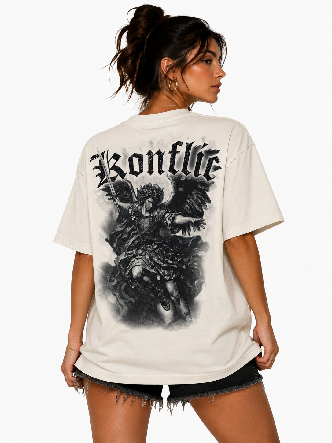 Konflic Men's Furious Archangel Graphic Box Cut Heavyweight T-Shirt