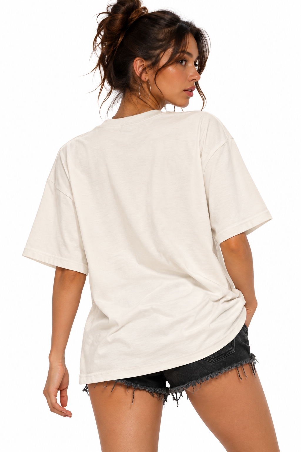 Heavyweight cotton boxy t-shirt with ribbed crew neck, flat lay