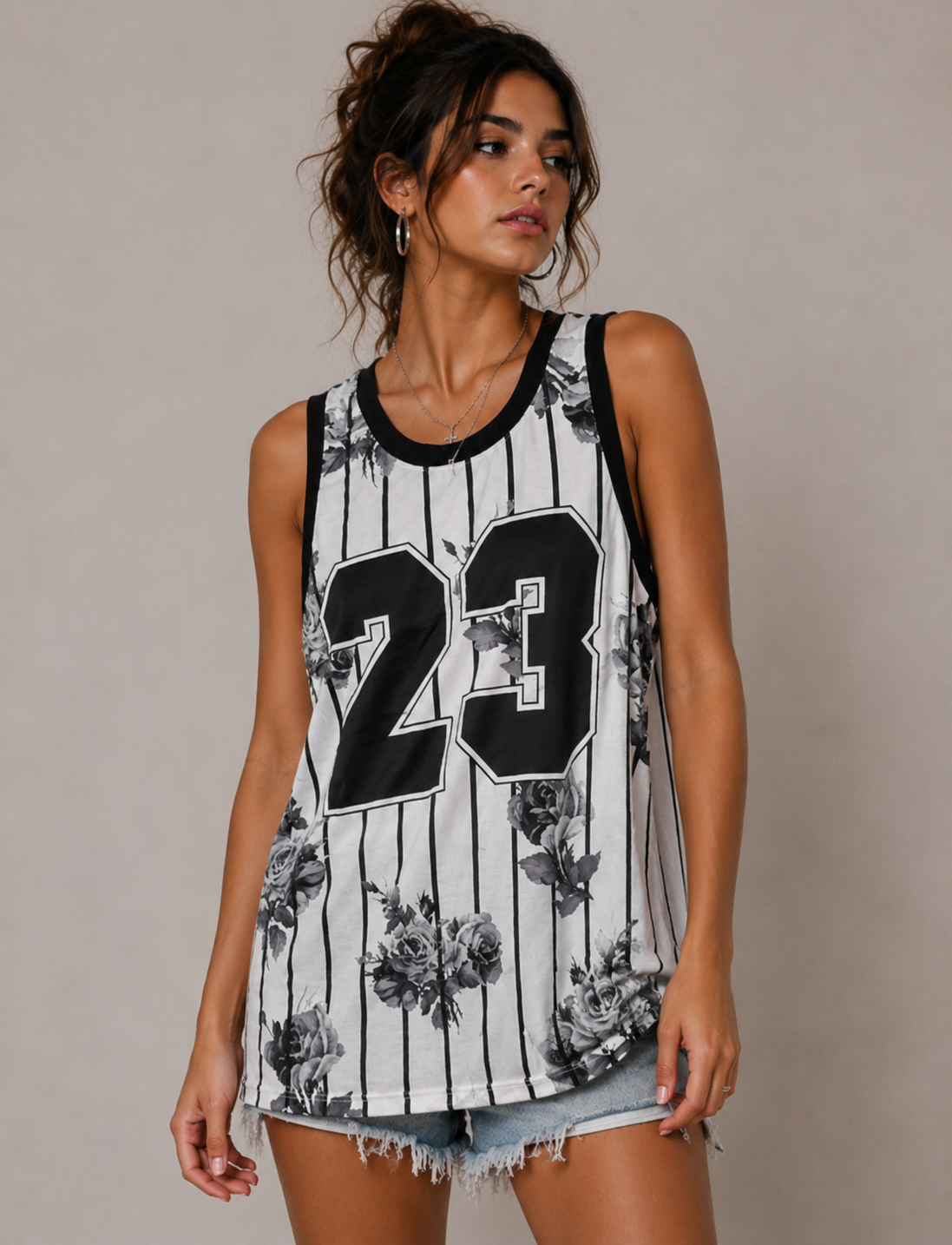Konflic Floral Stripe 23 Sublimation Graphic Men's Tank Top
