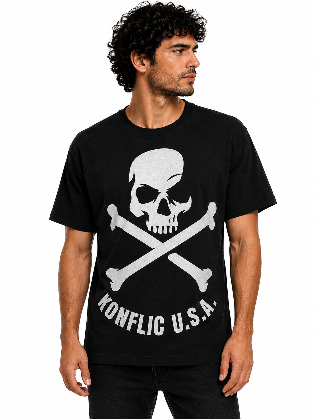Konflic Pirate Cross Skull Graphic T Shirt