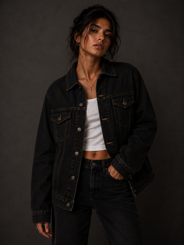 Konflic Classic Denim Trucker Color "Black"