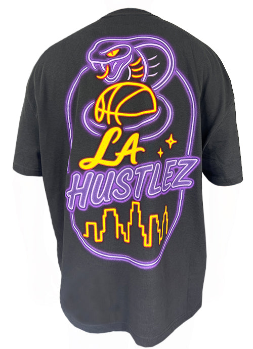 LA Hustlez Streetwear T-Shirt | Konflic Vintage Black Box Cut Tee