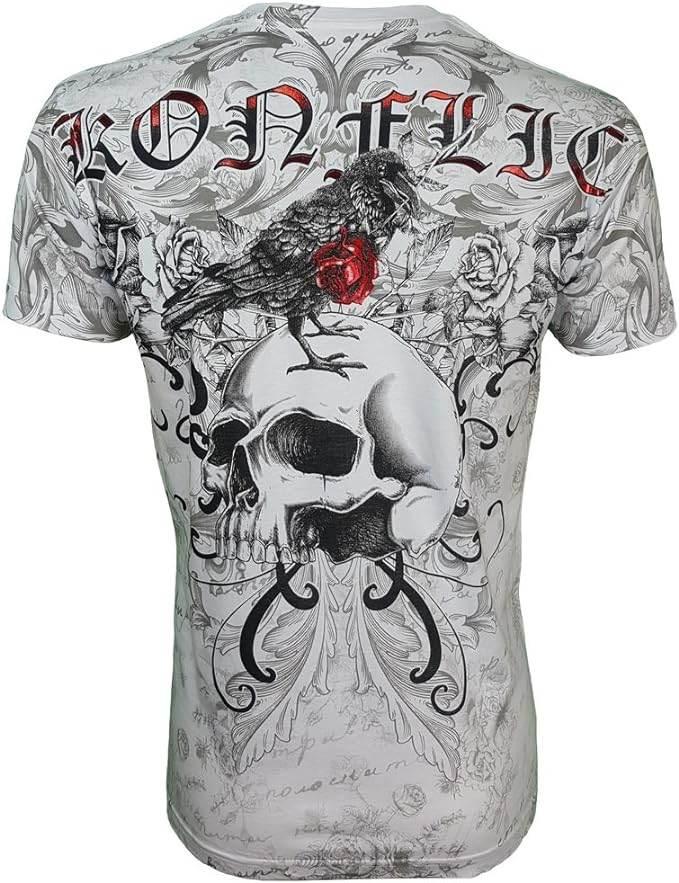 Men's Skull with Rose MMA T-Shirt - Konflic USA