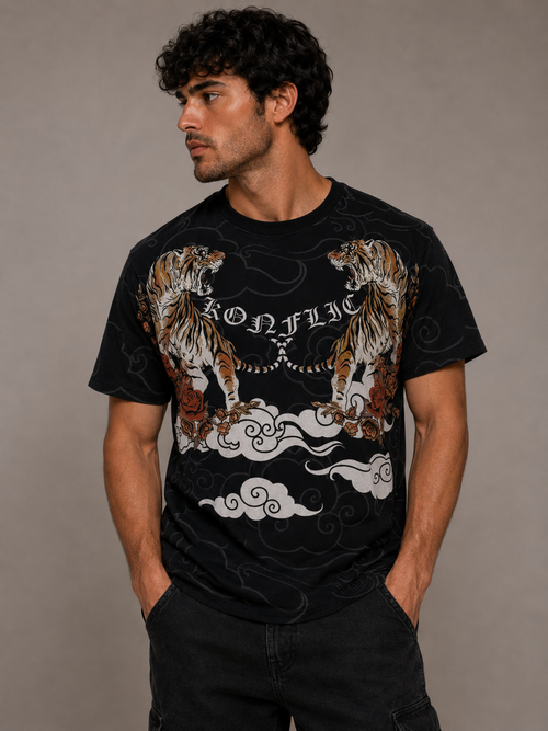Konflic Furiously Roaring Tiger Graphic T Shirt