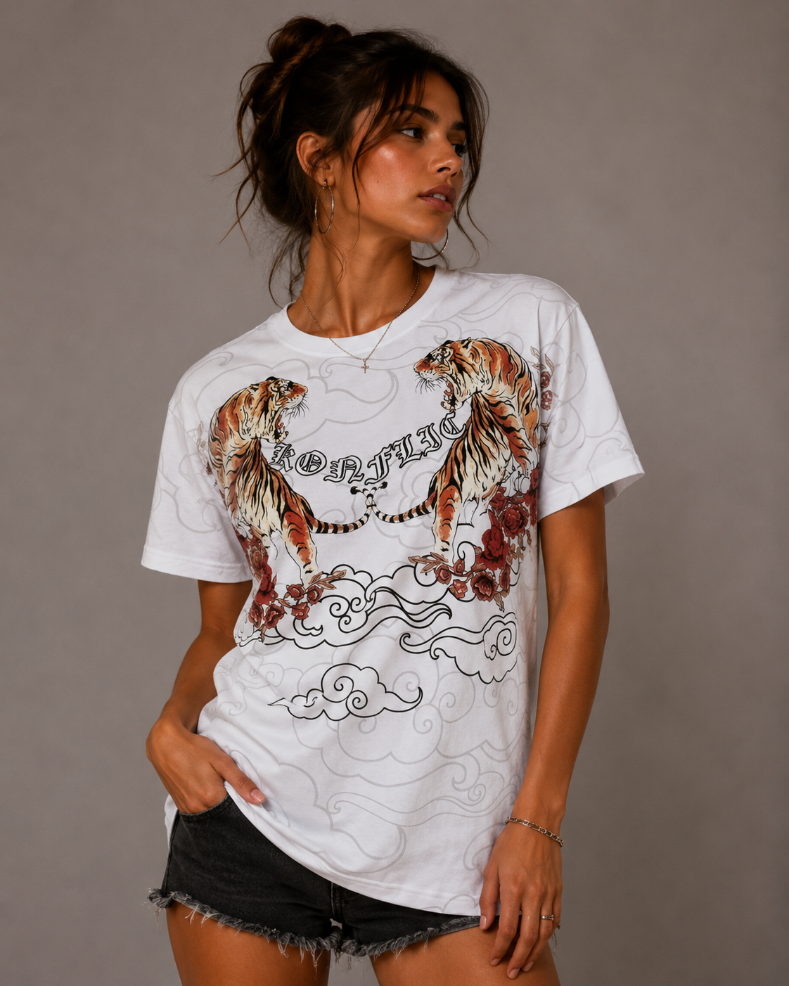 Konflic Furiously Roaring Tiger Graphic T Shirt