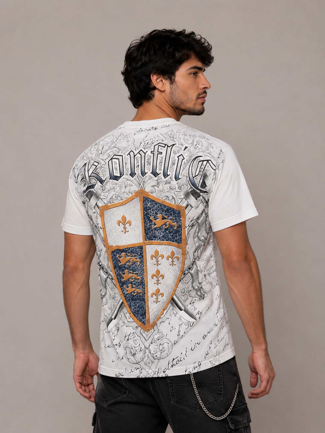 Konflic Blue Shield Knight with Rhinestone T-Shirt