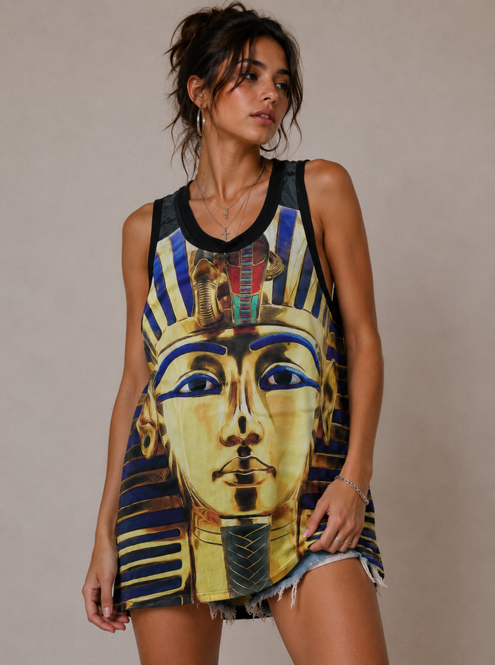 Konflic Golden Pharaoh Sublimation Graphic Tank Tops
