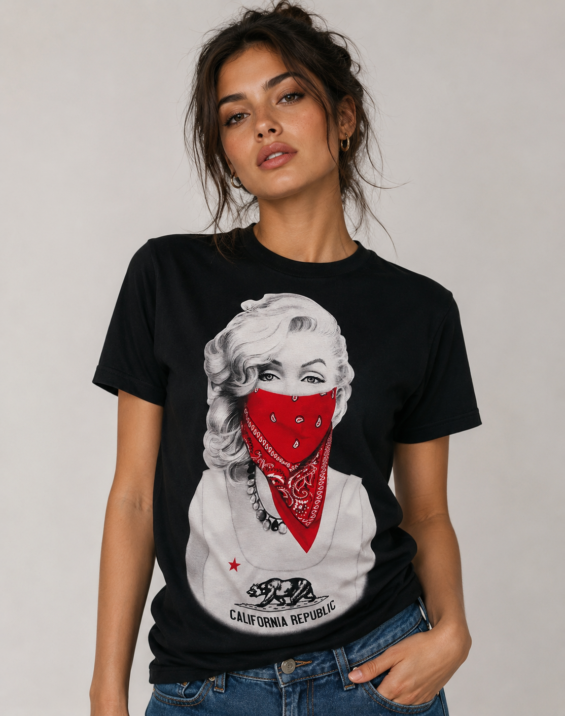 Konflic USA Marilyn Monroe with Red Bandana T-Shirt