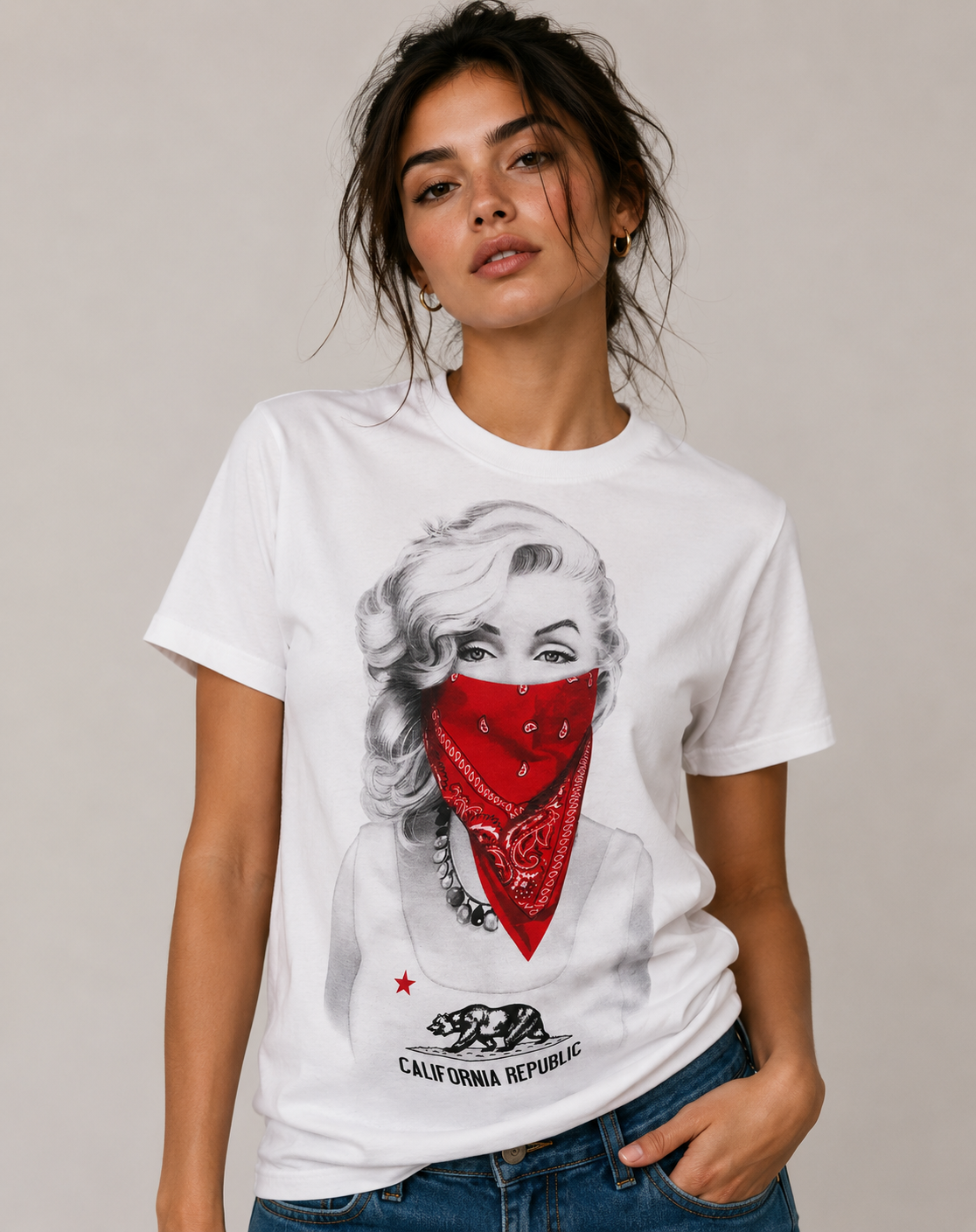 Konflic USA Marilyn Monroe with Red Bandana T-Shirt