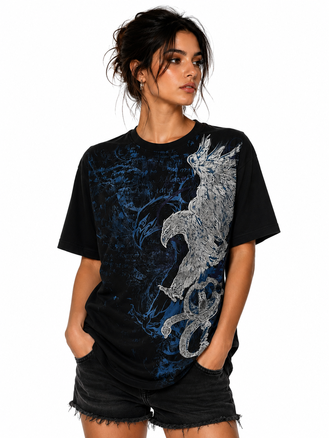 Konflic Giant American Eagle Graphic Men's T-Shirt "Silver Foil"